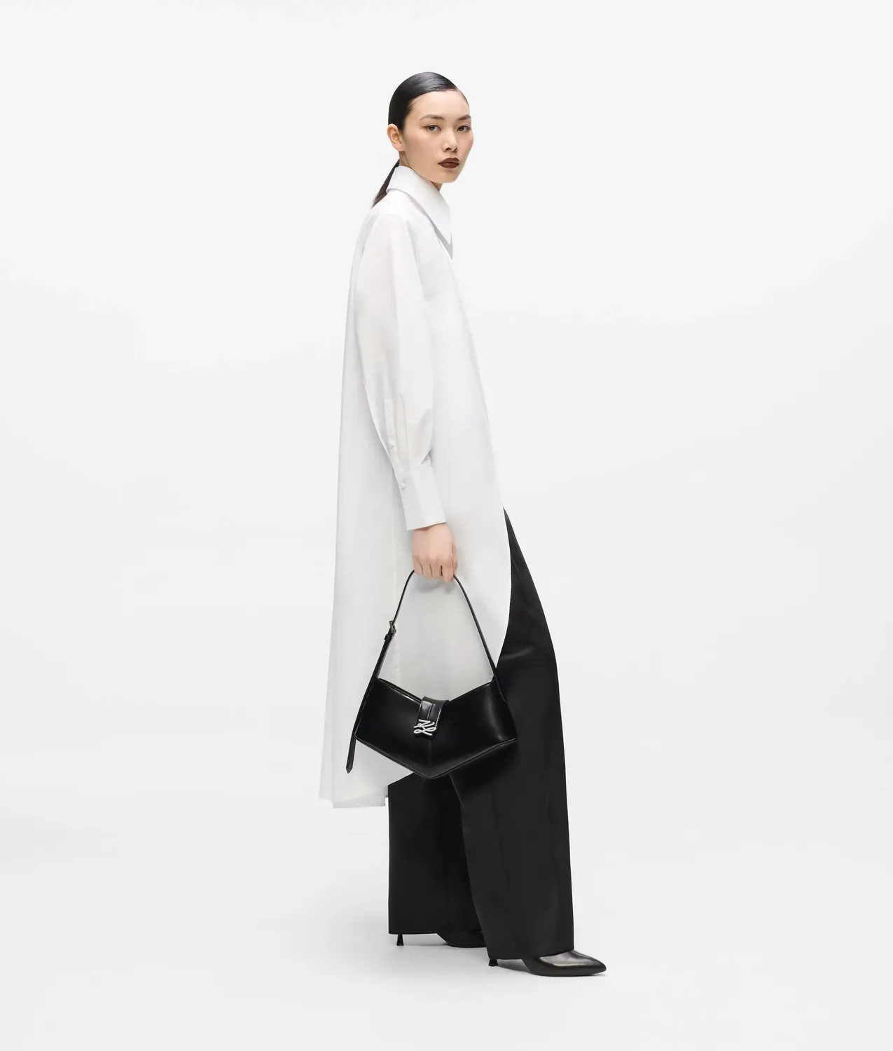 Karl Lagerfeld KL Studio Hose Satin Barrel-Leg hoch