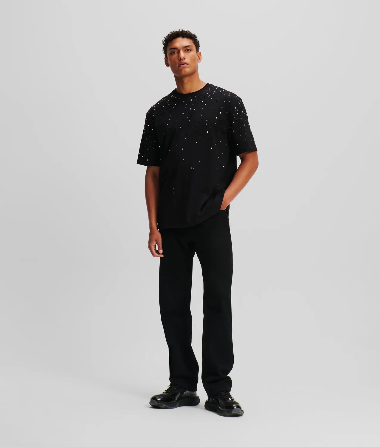 Karl Lagerfeld T-Shirt Rhinestone Dégradé Strass Größe M