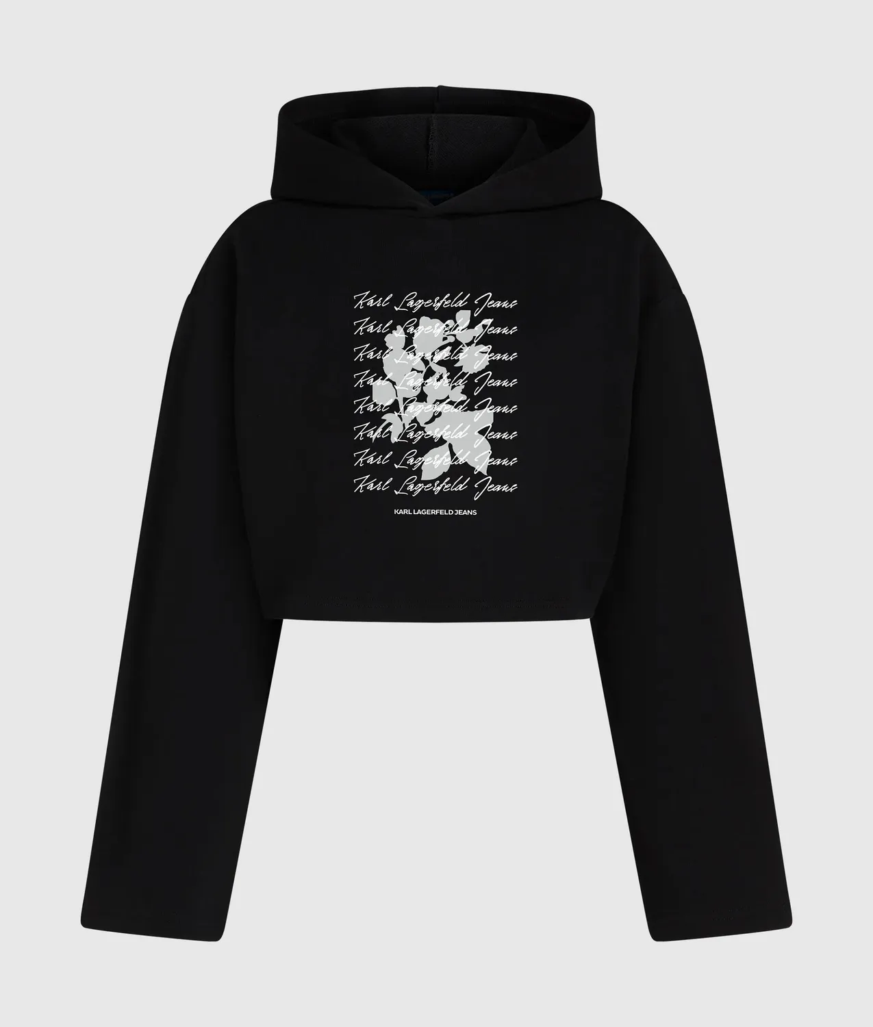 Karl Lagerfeld Cropped Flocked Floral Hoodie Blumen XS-XL