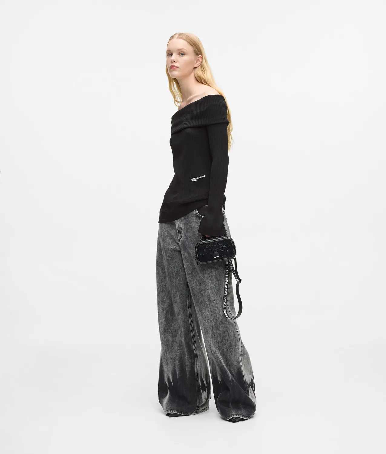 Karl Lagerfeld Off-Shoulder Stricktop Asymmetrisch