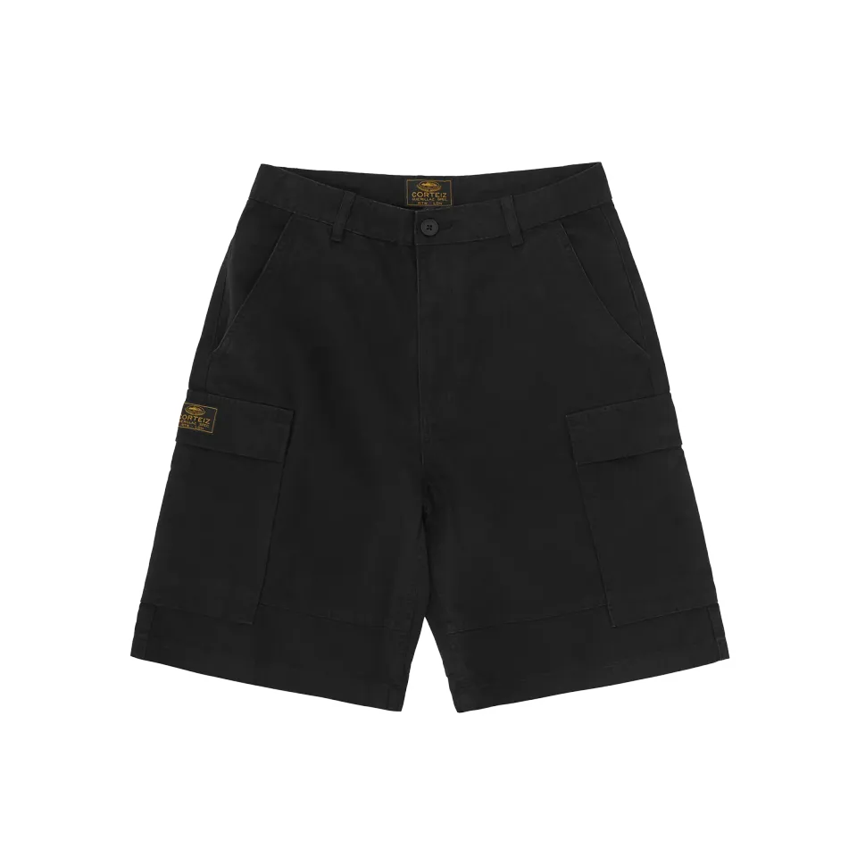 Corteiz Guerillaz Cargo Short Schwarz Ripstop Baumwolle