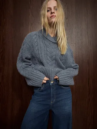 Mos Mosh MMGodinaz Quilt Strickpullover Rollkragen oversized