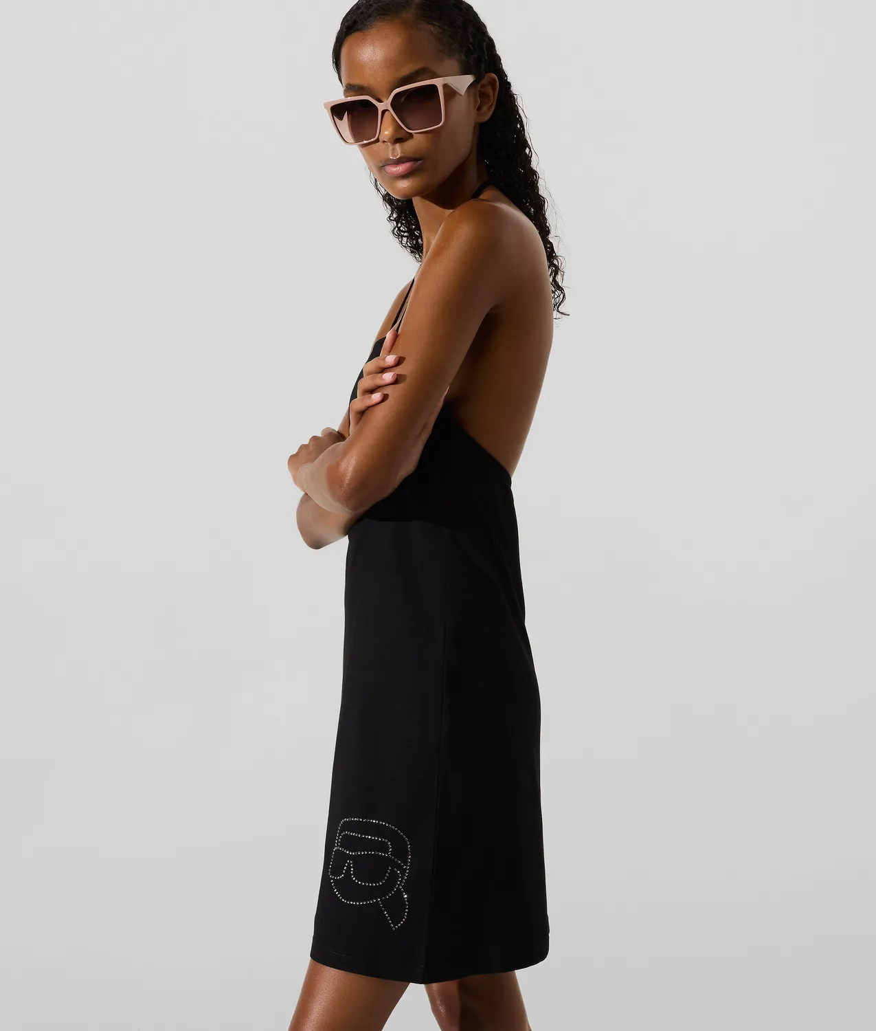 Karl Lagerfeld Ikon Rhinestone Strandkleid Neckholder