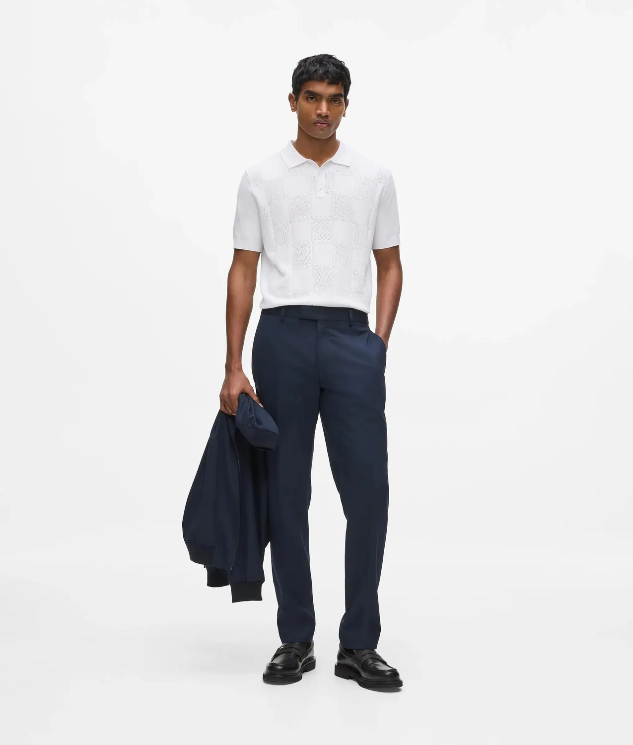 Karl Lagerfeld Strick Polo Karo Herren gerippt