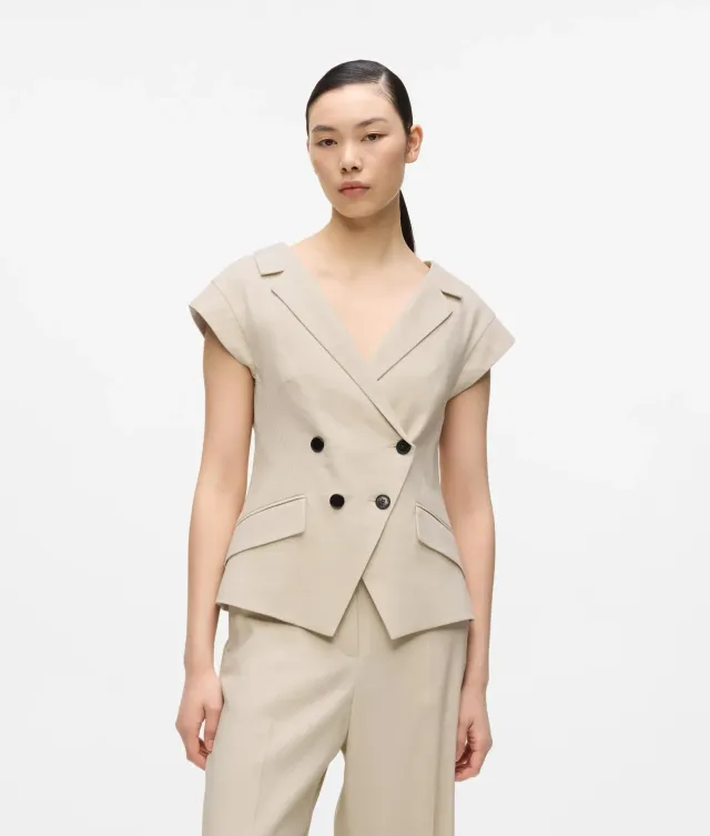 Karl Lagerfeld Blazer mit Kappärmeln Leinenmix