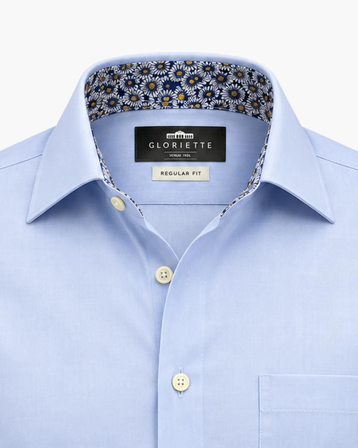 Gloriette Regular Fit Hemd Hellblau Blumenmuster Iron Free