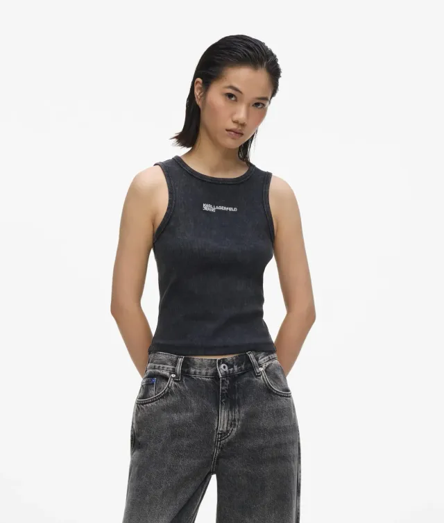 Karl Lagerfeld Washed Ribbed Tank Top Damen Grau