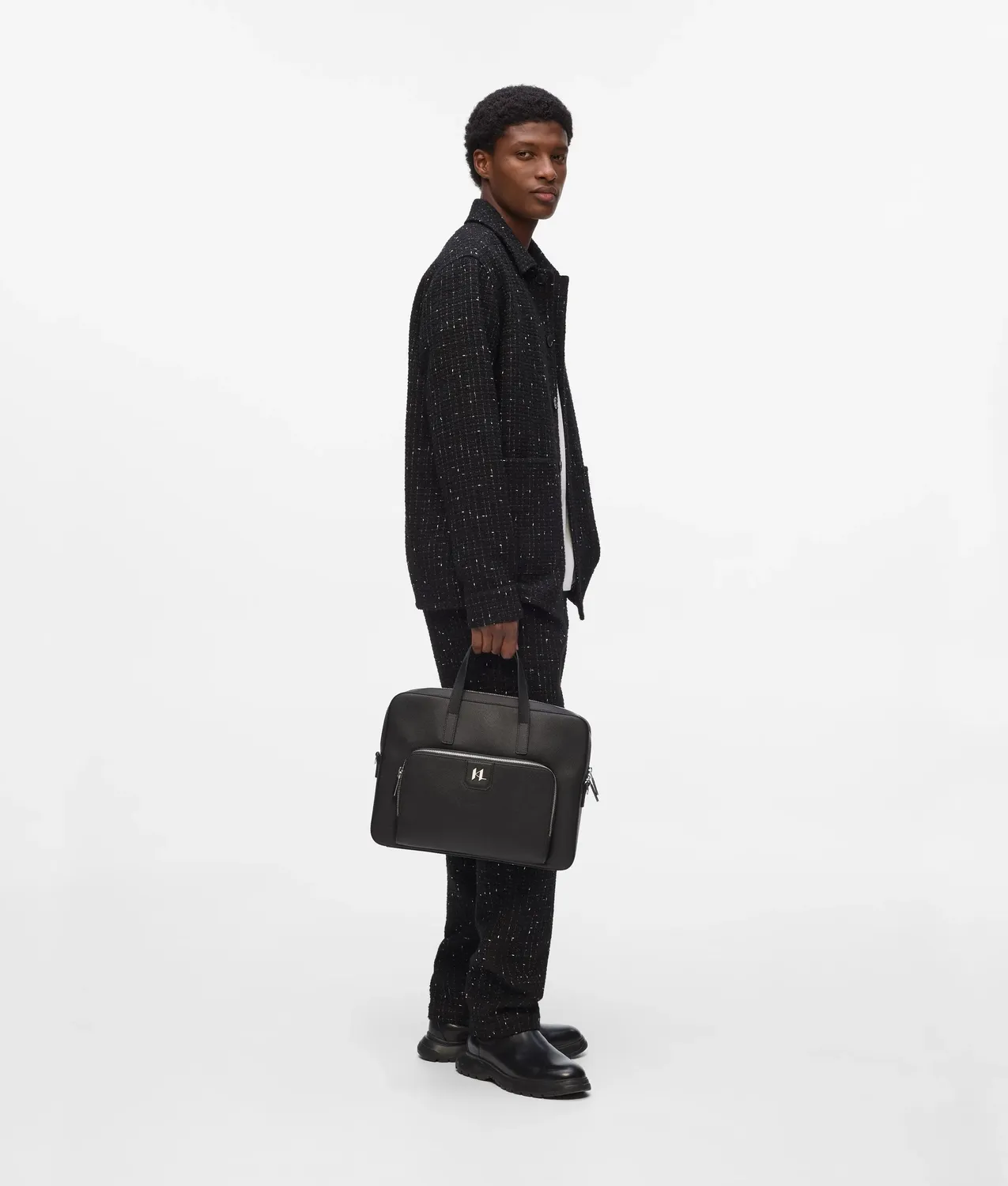 Karl Lagerfeld K/Monogram Aktentasche Leder schwarz