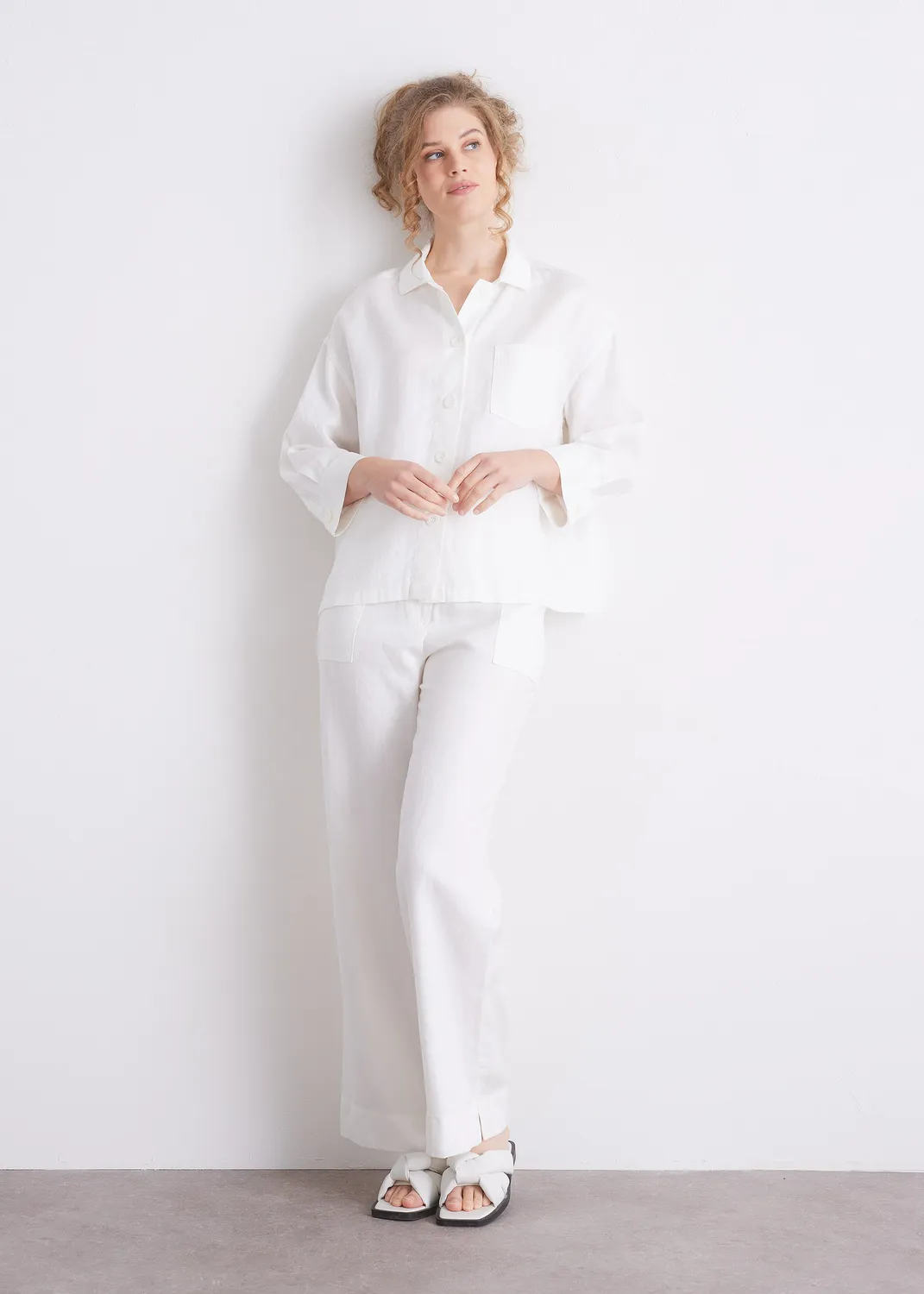 Senatex Bluse Lyocell-Leinen Off-White locker