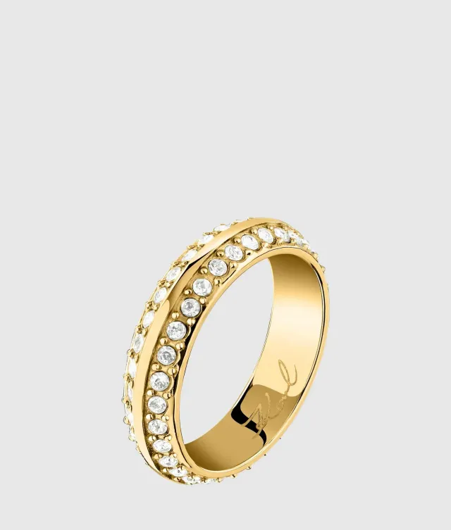 Karl Lagerfeld Gold Crystal Ring Gr. 14 mit Strass