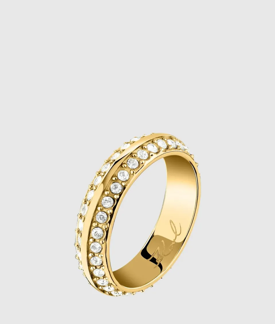 Karl Lagerfeld Gold Crystal Ring Gr. 14 mit Strass