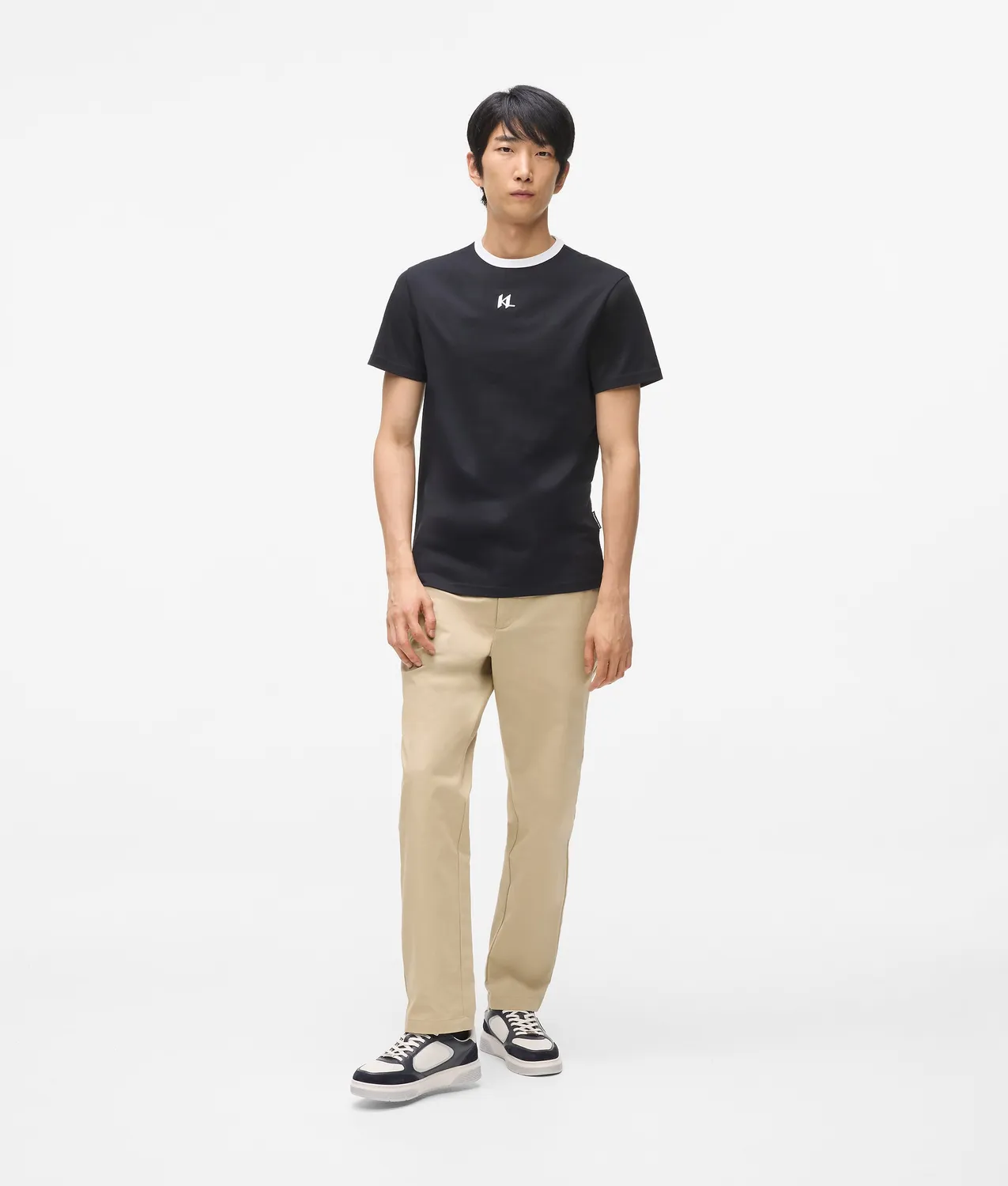 Karl Lagerfeld Monogram Slim T-Shirt mit Stickerei
