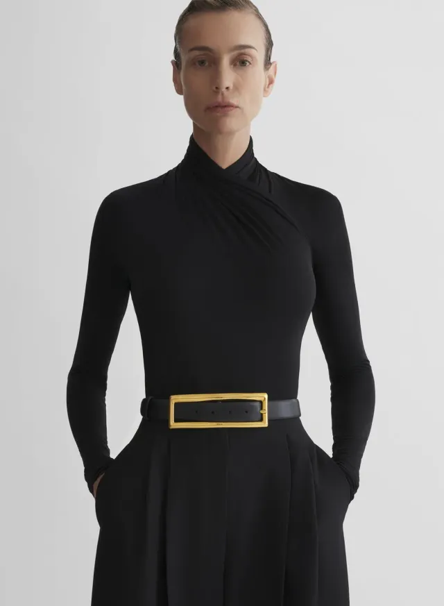 Mugler Scarf Bodysuit Body Jersey schwarz