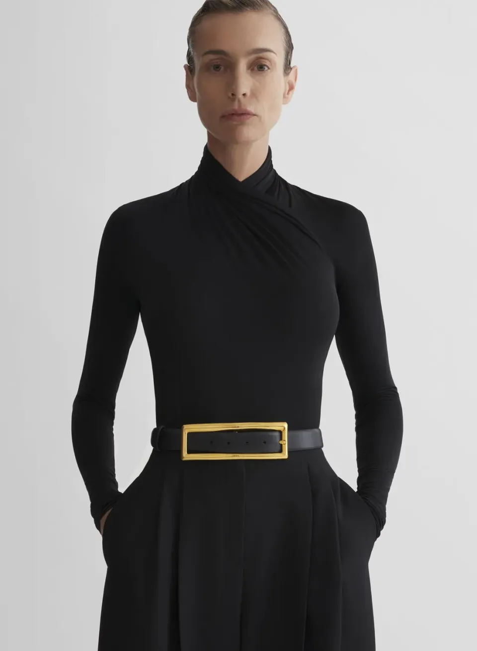 Mugler Scarf Bodysuit Body Jersey schwarz