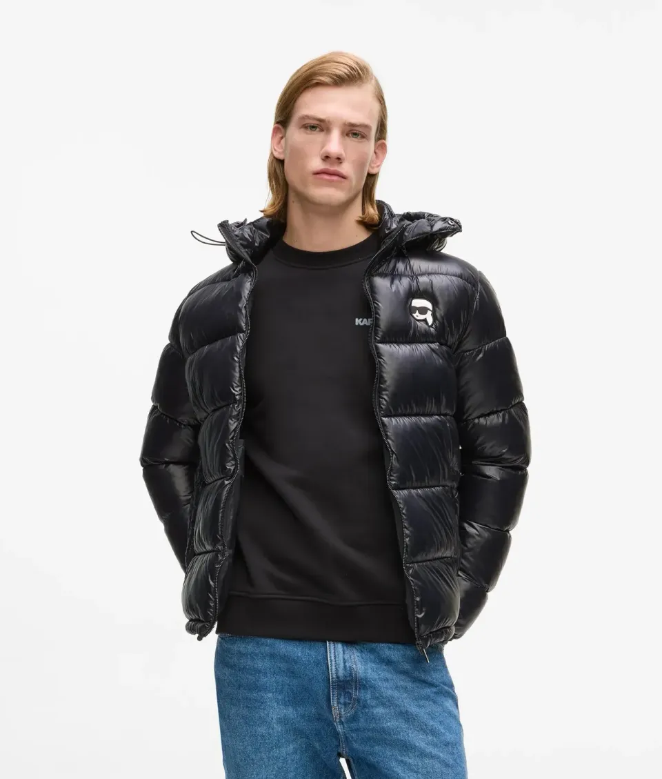 Karl Lagerfeld Ikon Hooded Pufferjacke Kapuze wasserabweisend