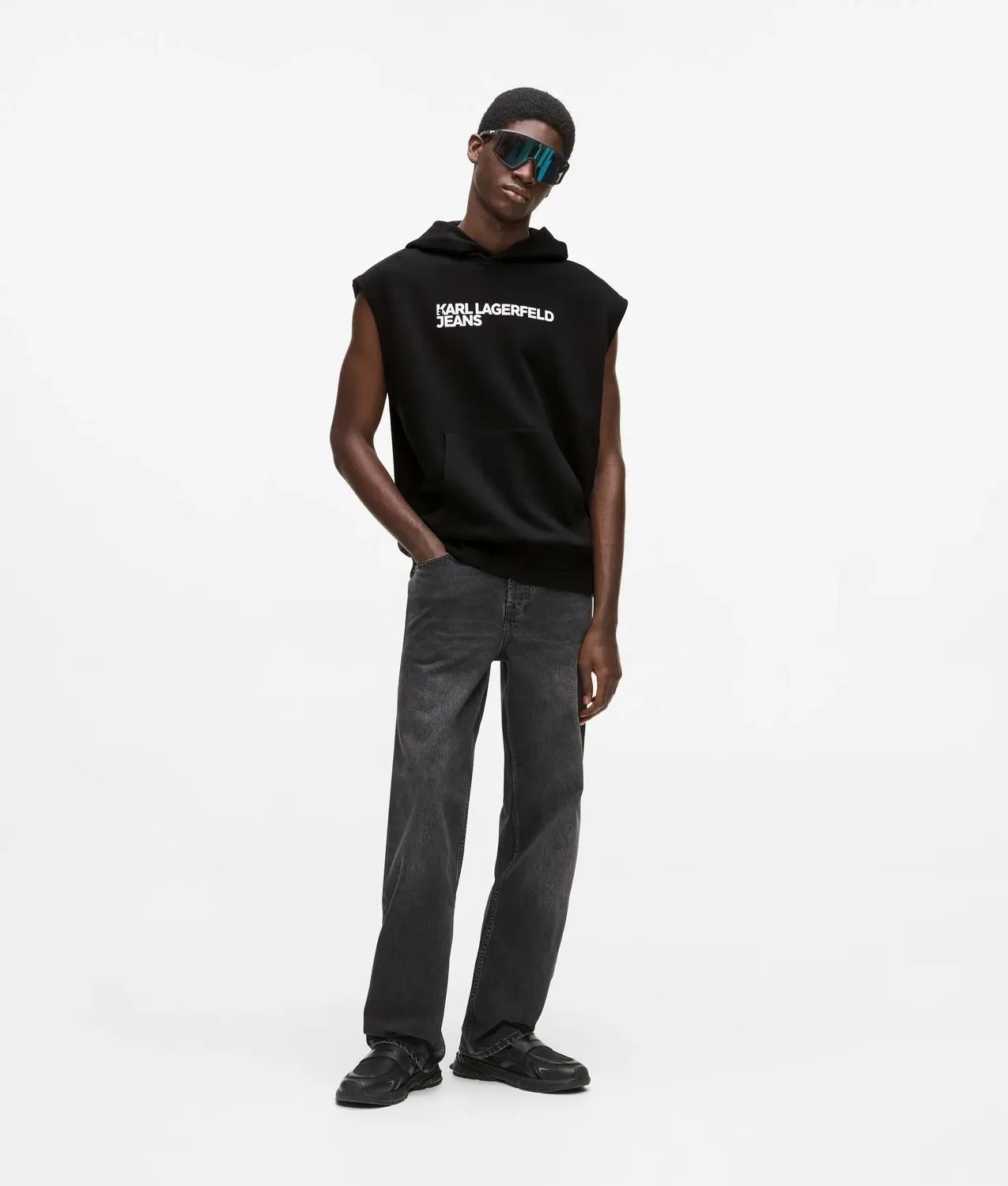 Karl Lagerfeld KL Jeans Logo Hoodie ärmellos Bio-Baumwolle