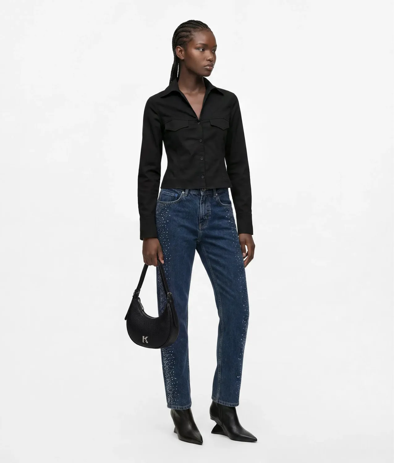 Karl Lagerfeld Jeans Fitted V-Neck Bluse XS-XL Tailliert