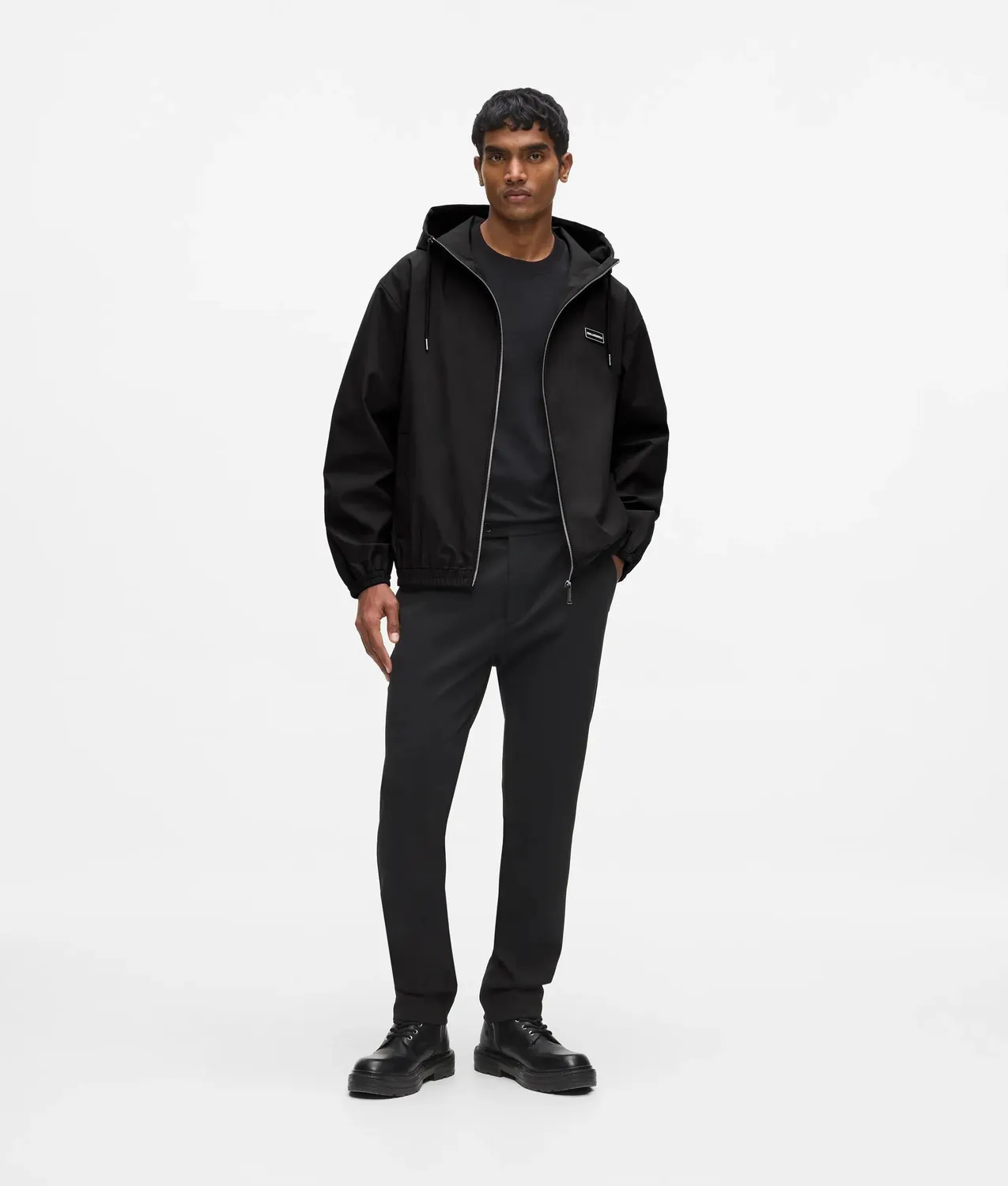 Karl Lagerfeld Hooded Logo Patch Zip-Jacke wasserabweisend