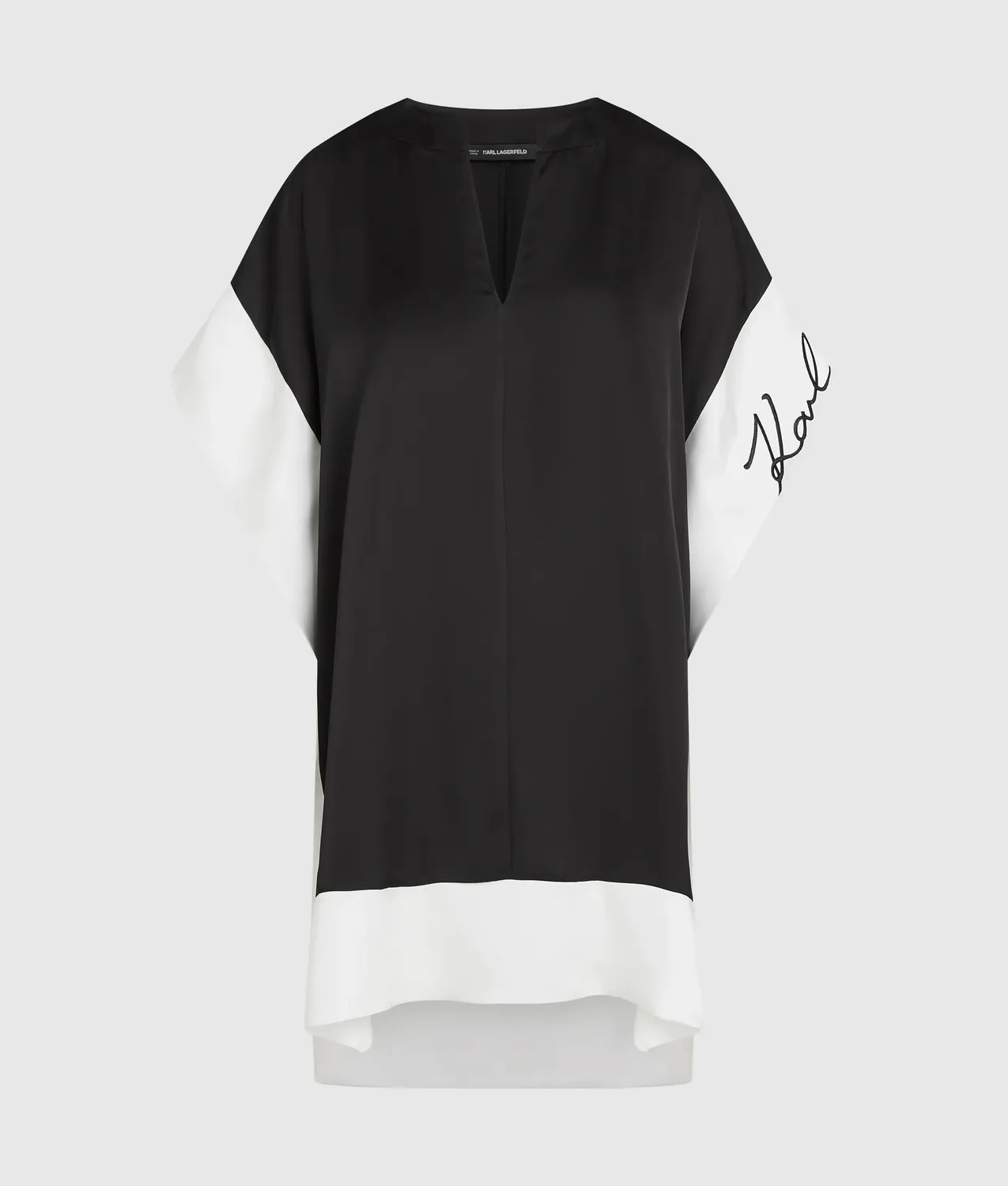 Karl Lagerfeld Signature Satin-Kleid V-Ausschnitt XS-XL