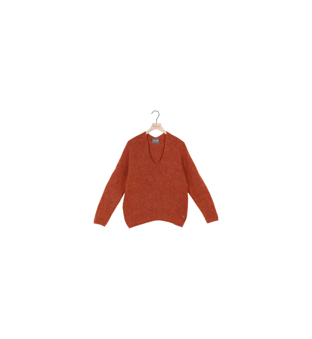 Mos Mosh MMThora V-Neck Strickpullover Burnt Ochre S