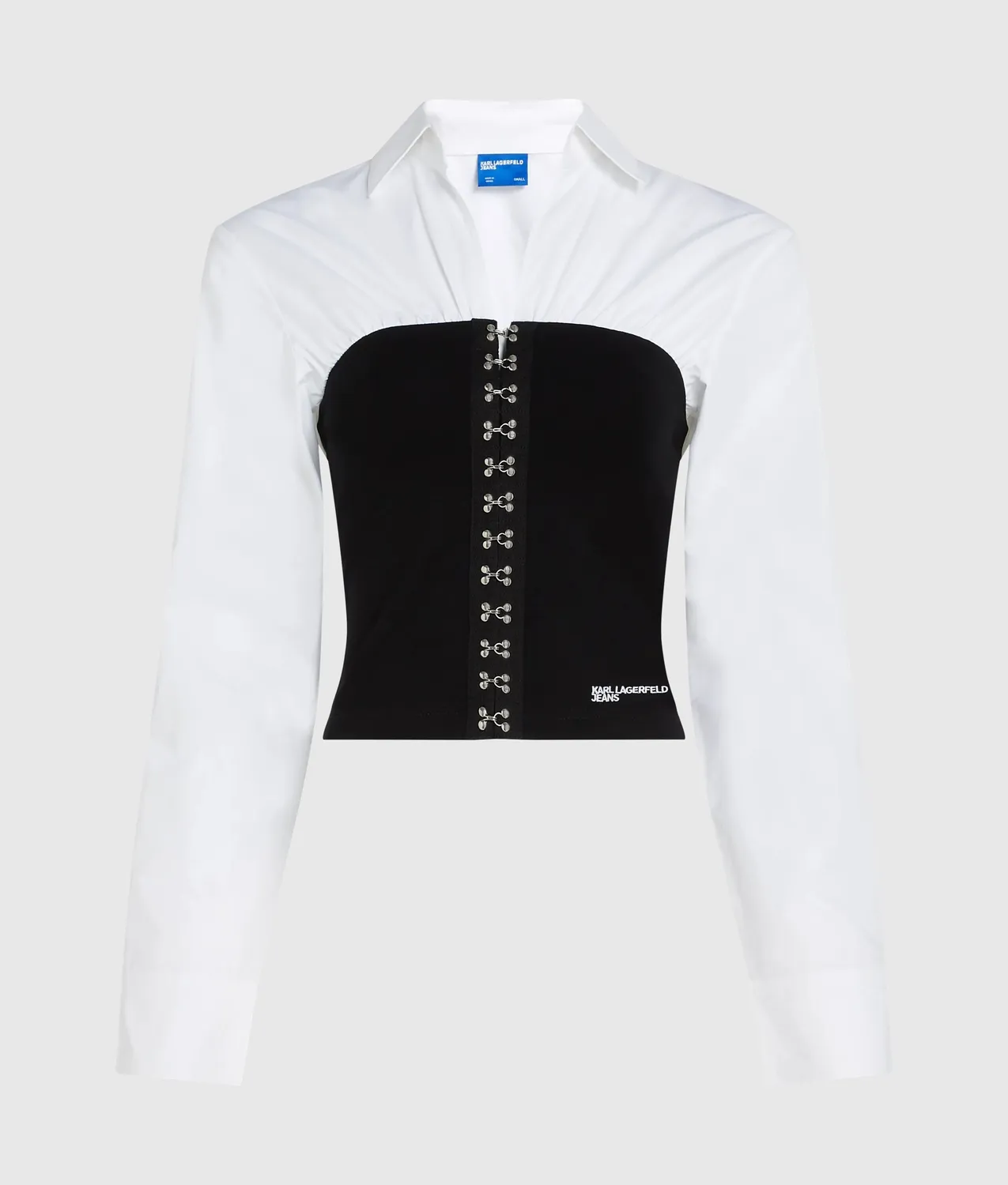 Karl Lagerfeld KL Jeans Corset Detail Poplin Bluse weiß
