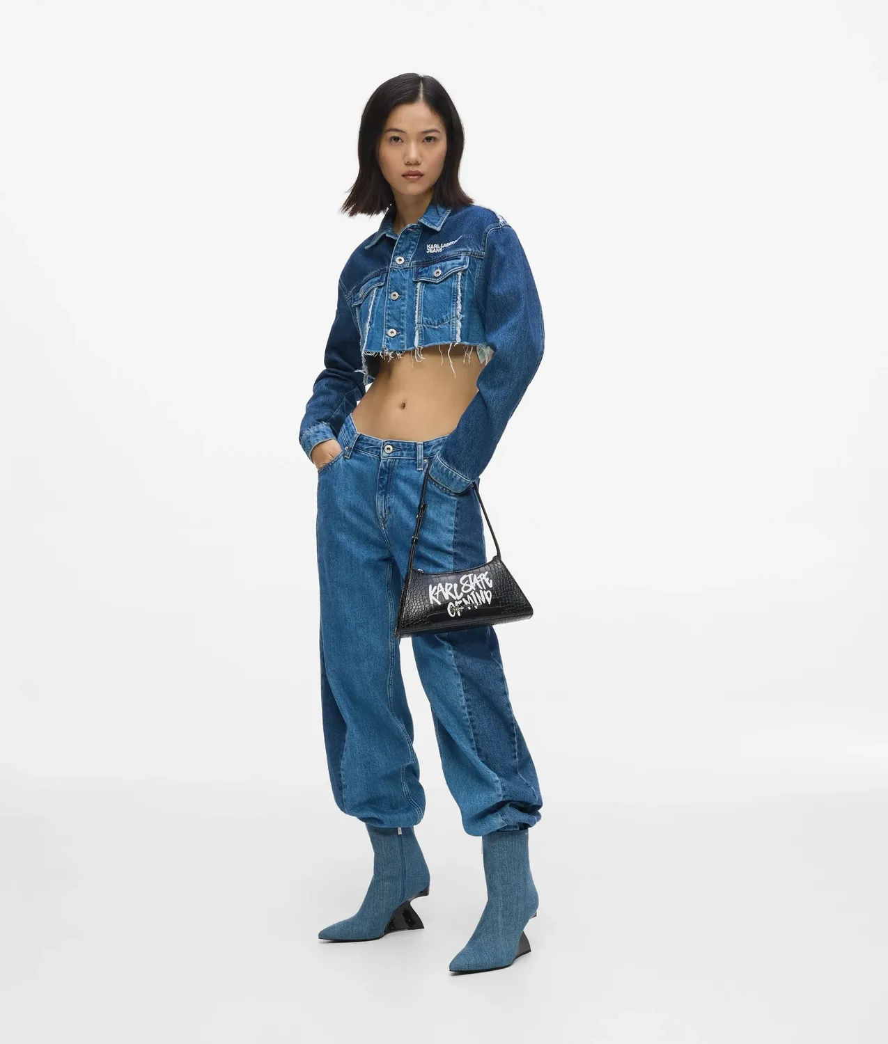 Karl Lagerfeld KL Jeans Karl Quote Schultertasche klein