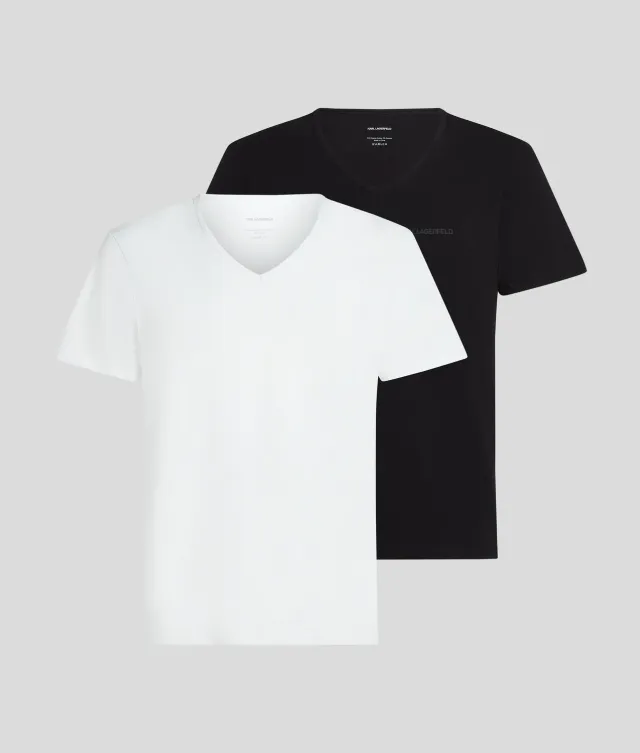 Karl Lagerfeld Logo V-Neck T-Shirt 2er-Pack Herren weiß