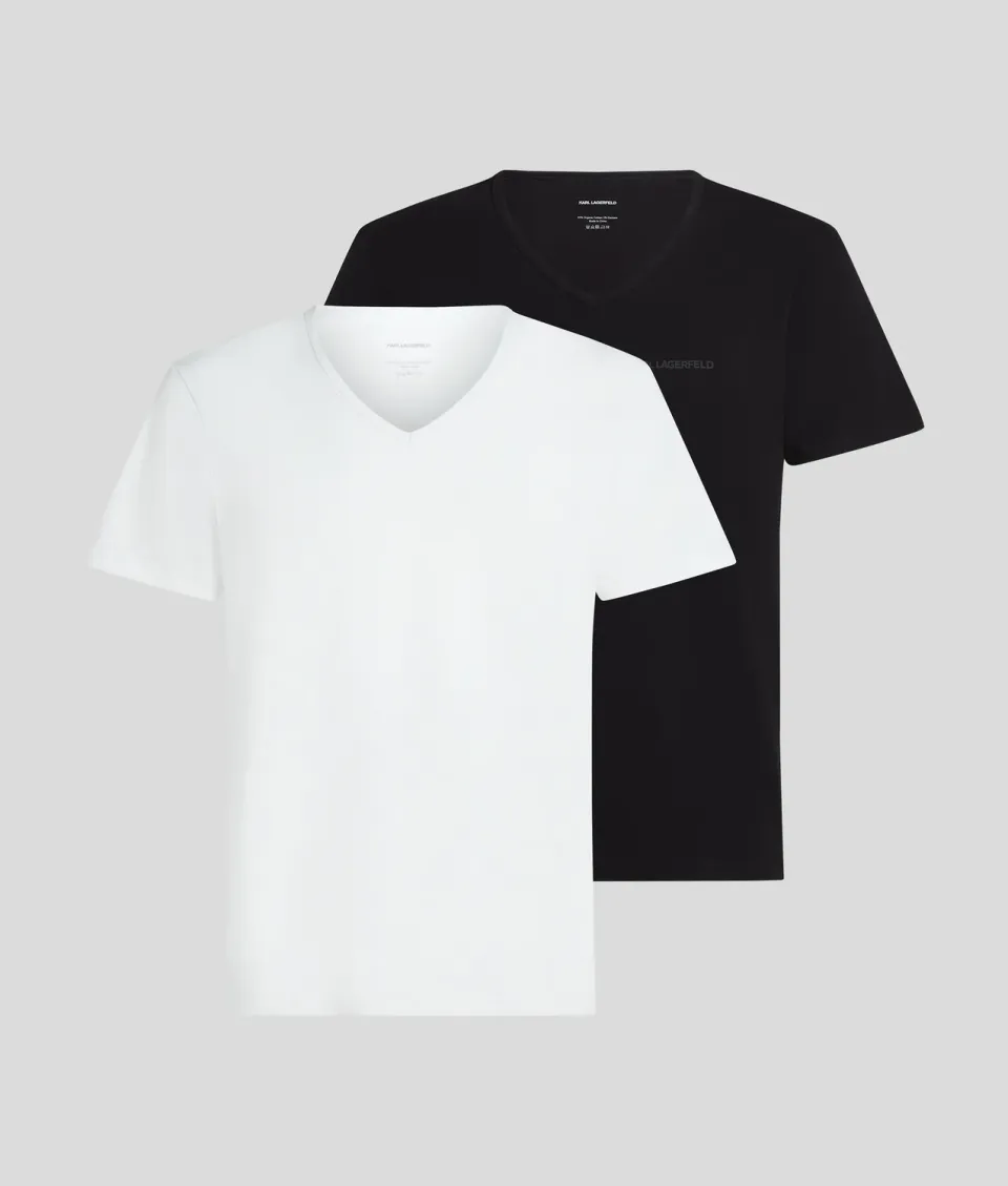 Karl Lagerfeld Logo V-Neck T-Shirt 2er-Pack Herren weiß