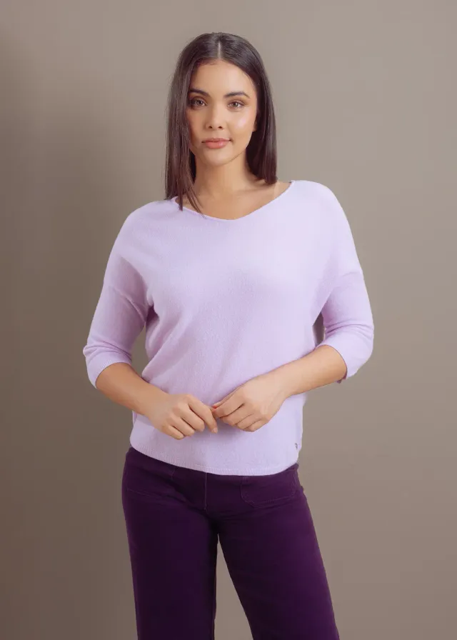 Senatex Feinstrickpullover Merino-Mix Pullover Lilac V