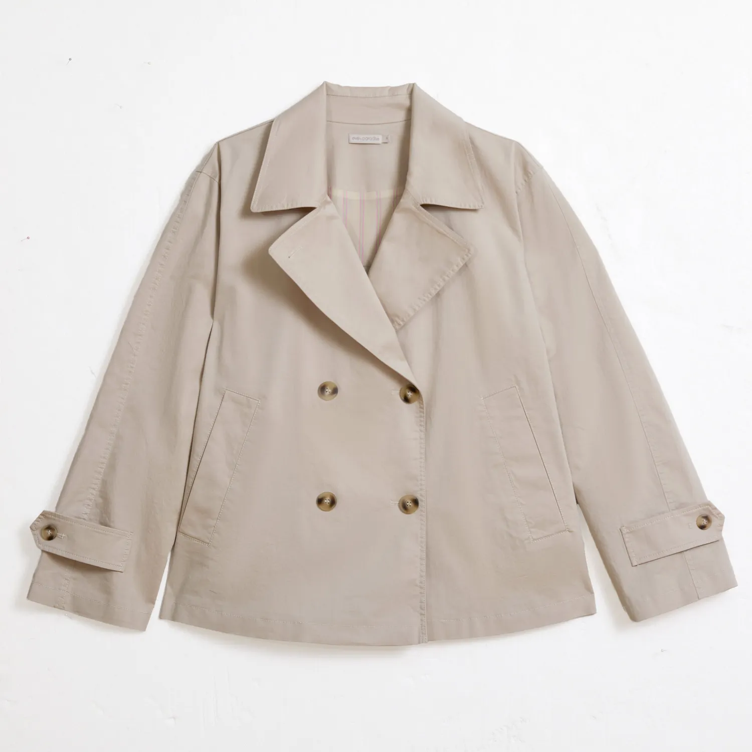 Senatex Kurztrench Revers Beige Baumwoll-Mix