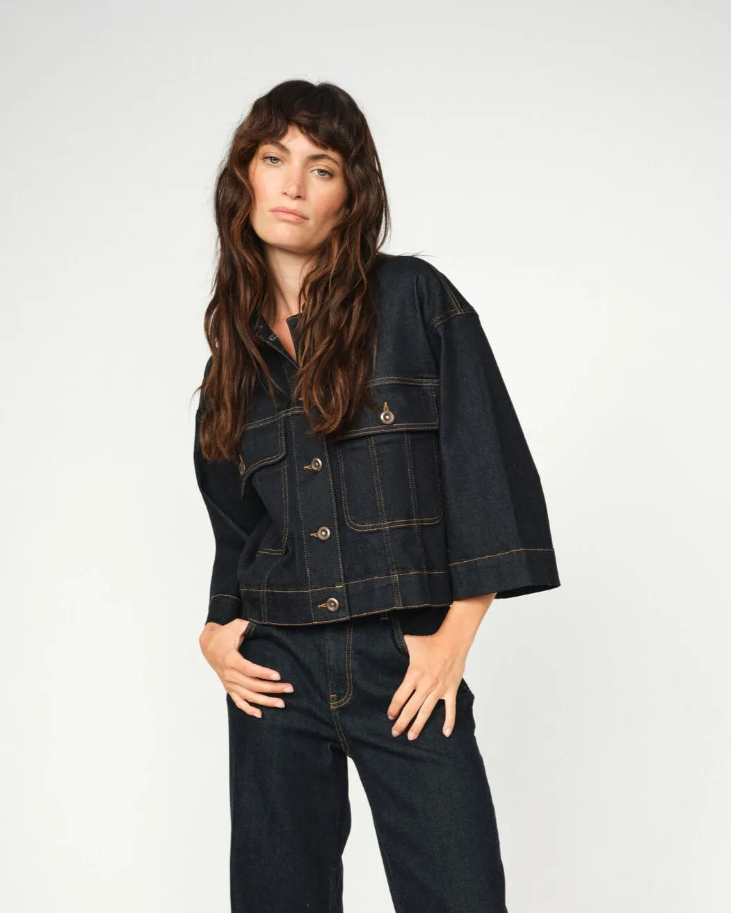 Mos Mosh MMPenn Deluxe Denim Jacke Dark Blue Oversize