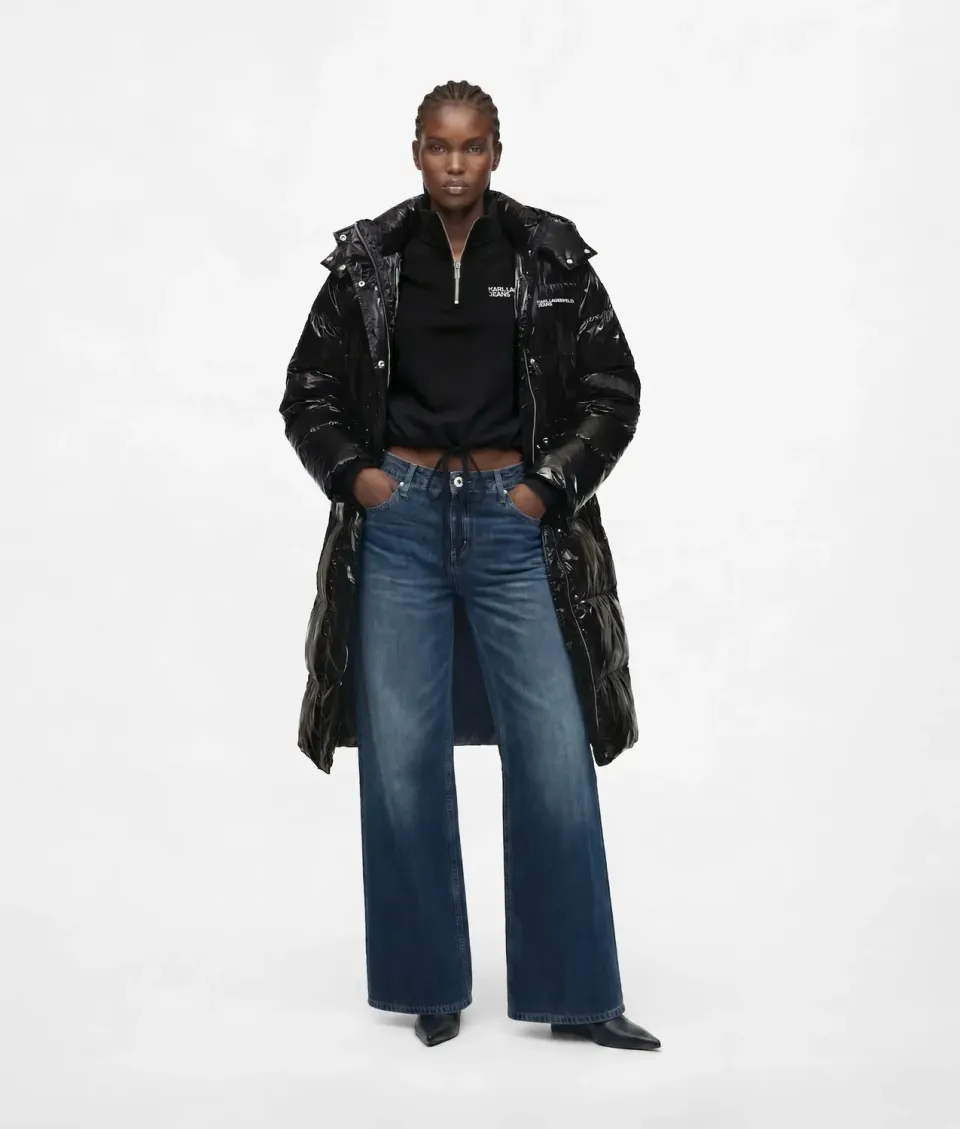 Karl Lagerfeld KL Jeans Long Shiny Pufferjacke lang glänzend