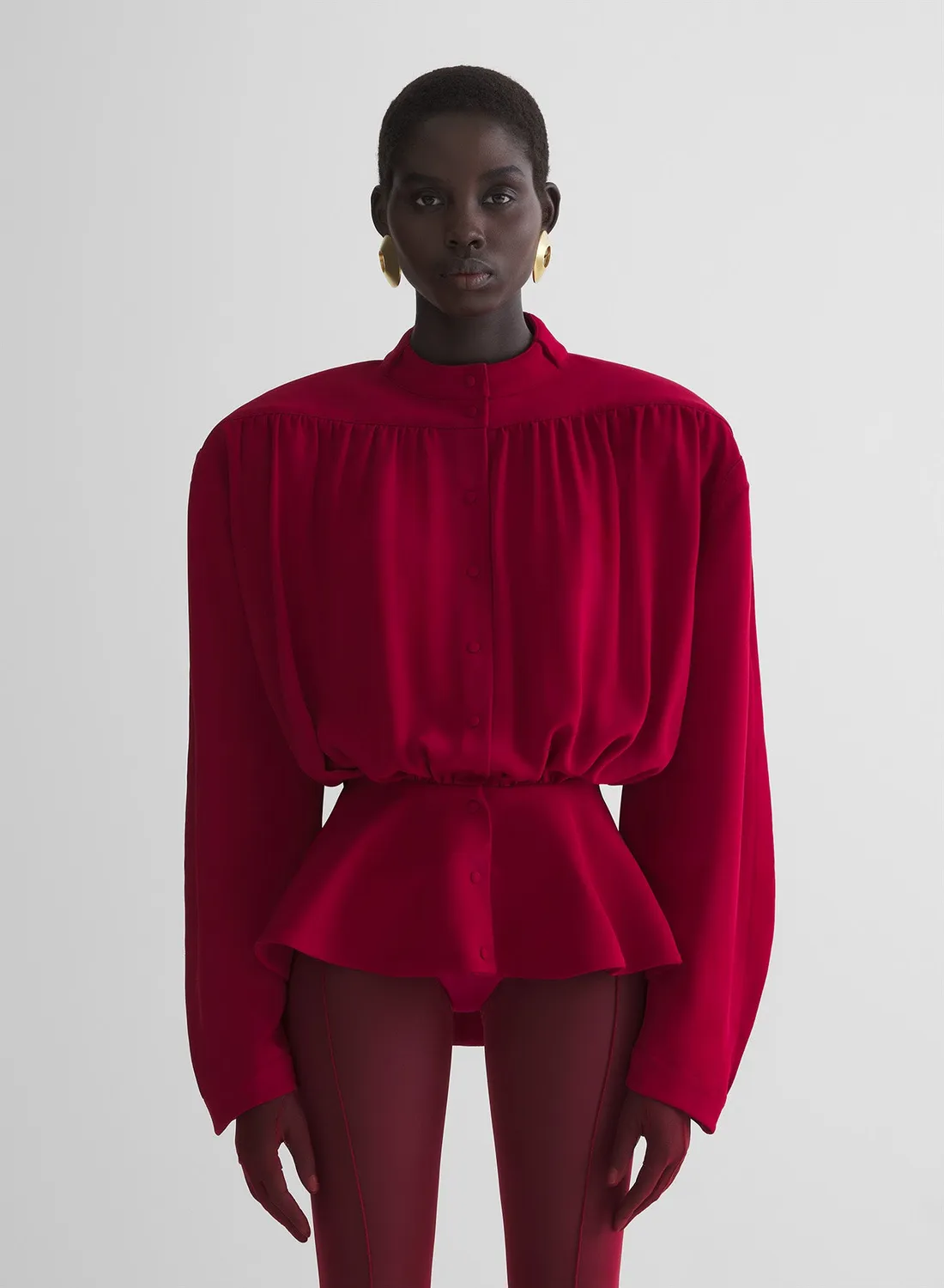 Mugler Hiver Russe Blouse Bluse Rot drapiert