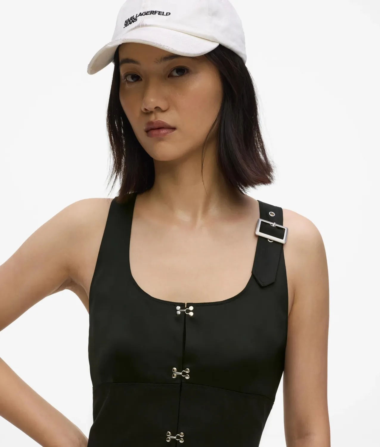 Karl Lagerfeld Satin Panel Kleid ärmellos Punk