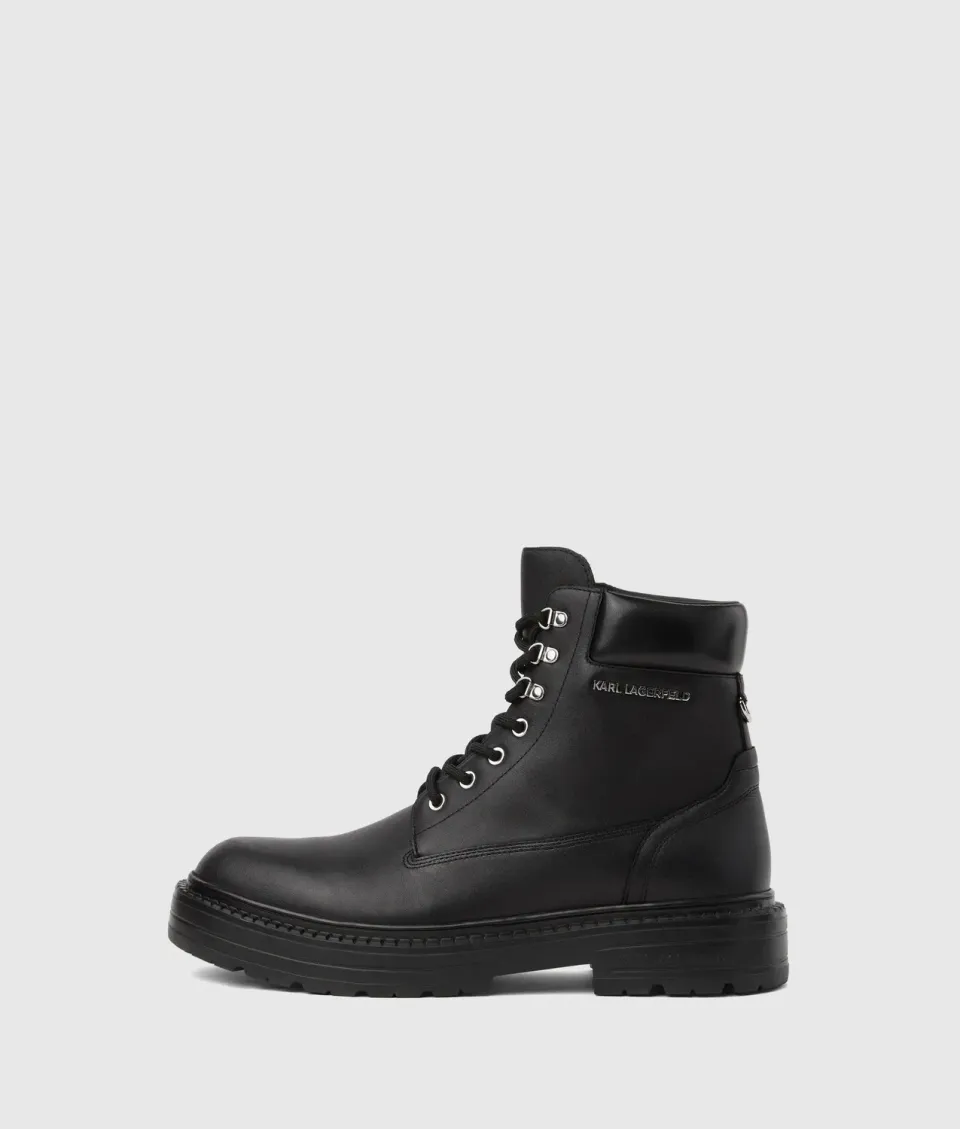 Karl Lagerfeld Miles Work Boot Stiefel Leder Lug-Sohle