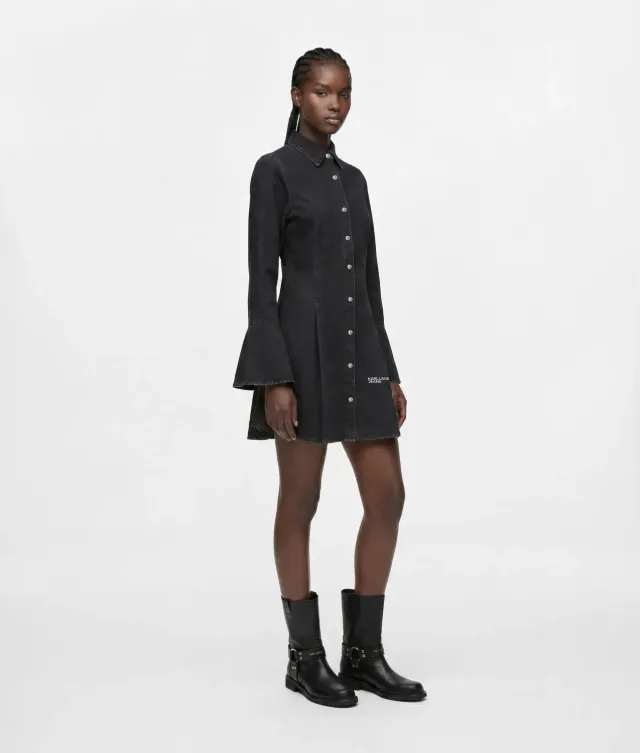 Karl Lagerfeld KL Jeans Denim Kleid XS-XL Trompetenärmel