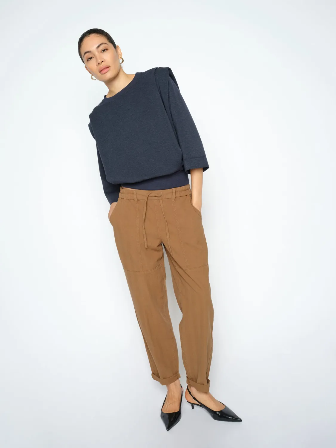 Mos Mosh MMMaison Herringbone Hose Dark Camel Ankle