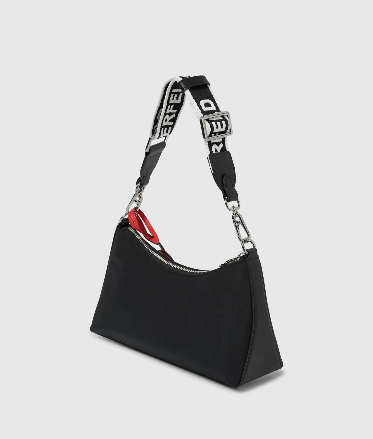 Karl Lagerfeld Ikon Nylon Charm Schultertasche schwarz