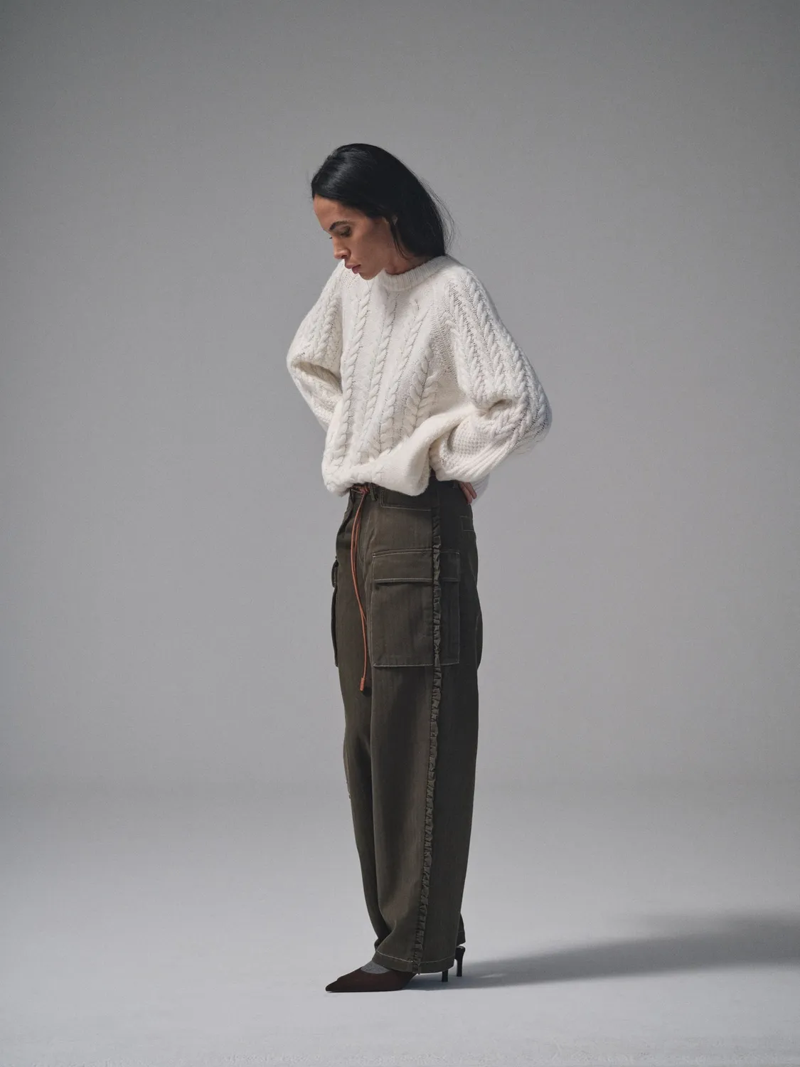 Mos Mosh MMHHero Frill Hose grün XS-XL Fischgrät Chino