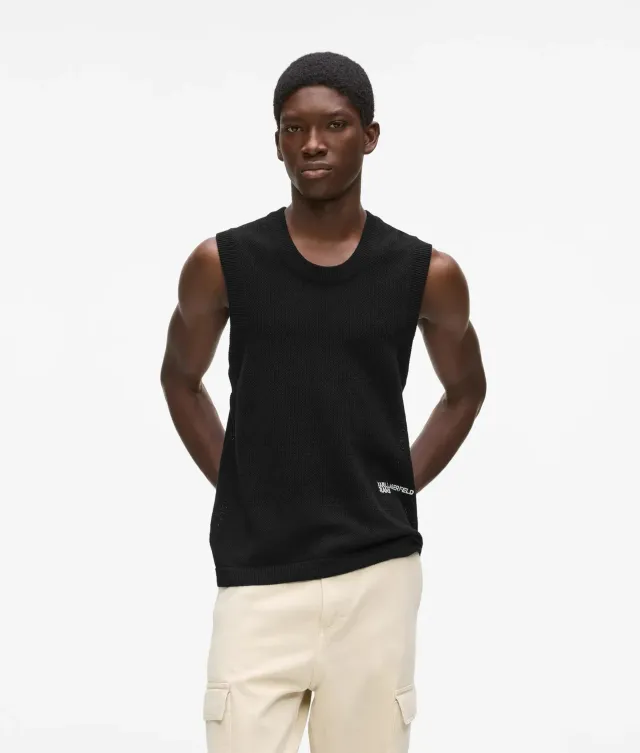 Karl Lagerfeld KL Jeans Knit Tank Top Sticklogo Ripp