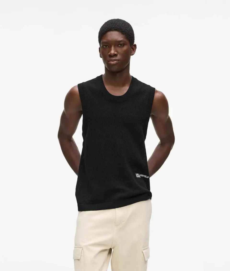 Karl Lagerfeld KL Jeans Knit Tank Top Sticklogo Ripp