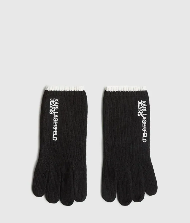 Karl Lagerfeld KL Jeans Logo Strick Handschuhe Wolle