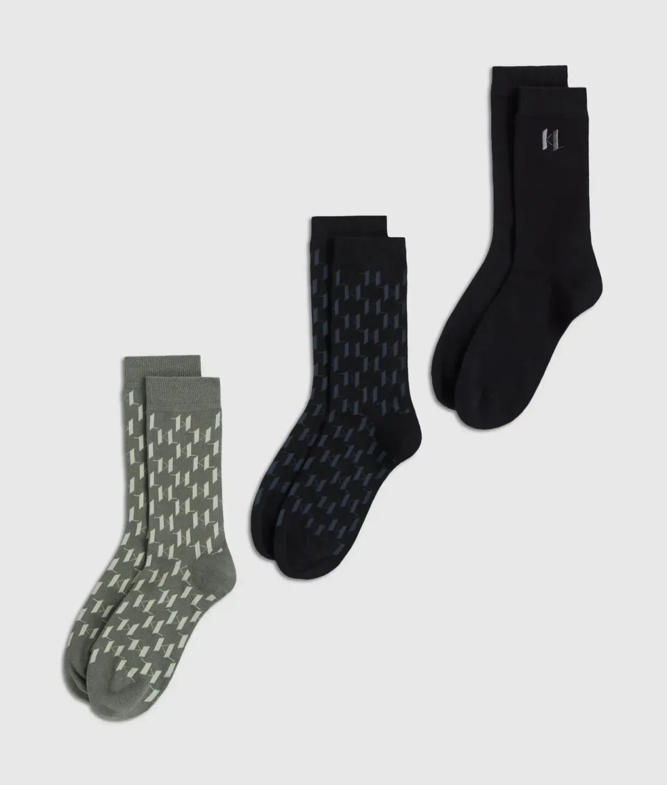 Karl Lagerfeld Monogram Socken 3er Pack Baumwolle