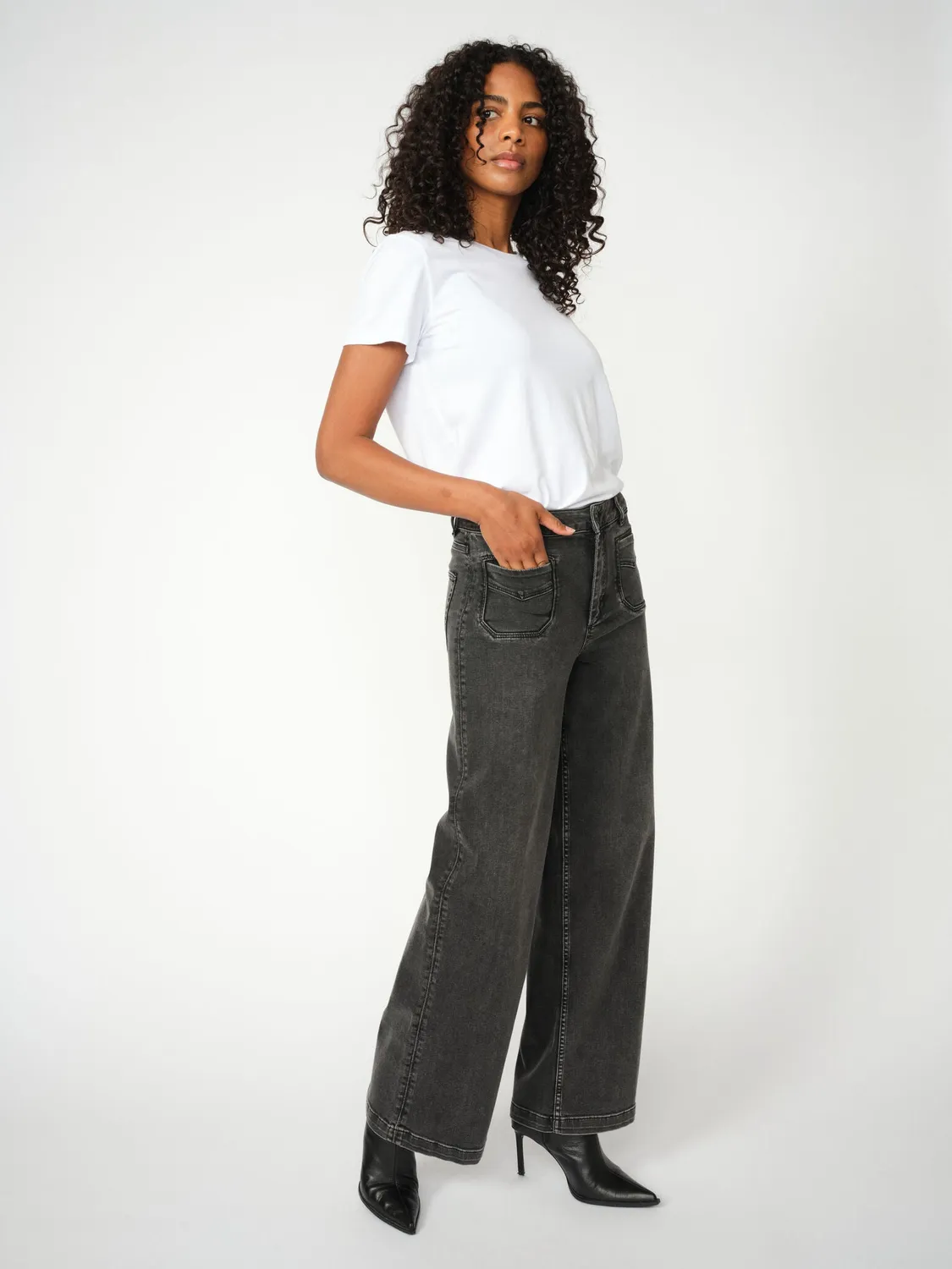 Mos Mosh Colette Deluxe Jeans Grau Wide Leg
