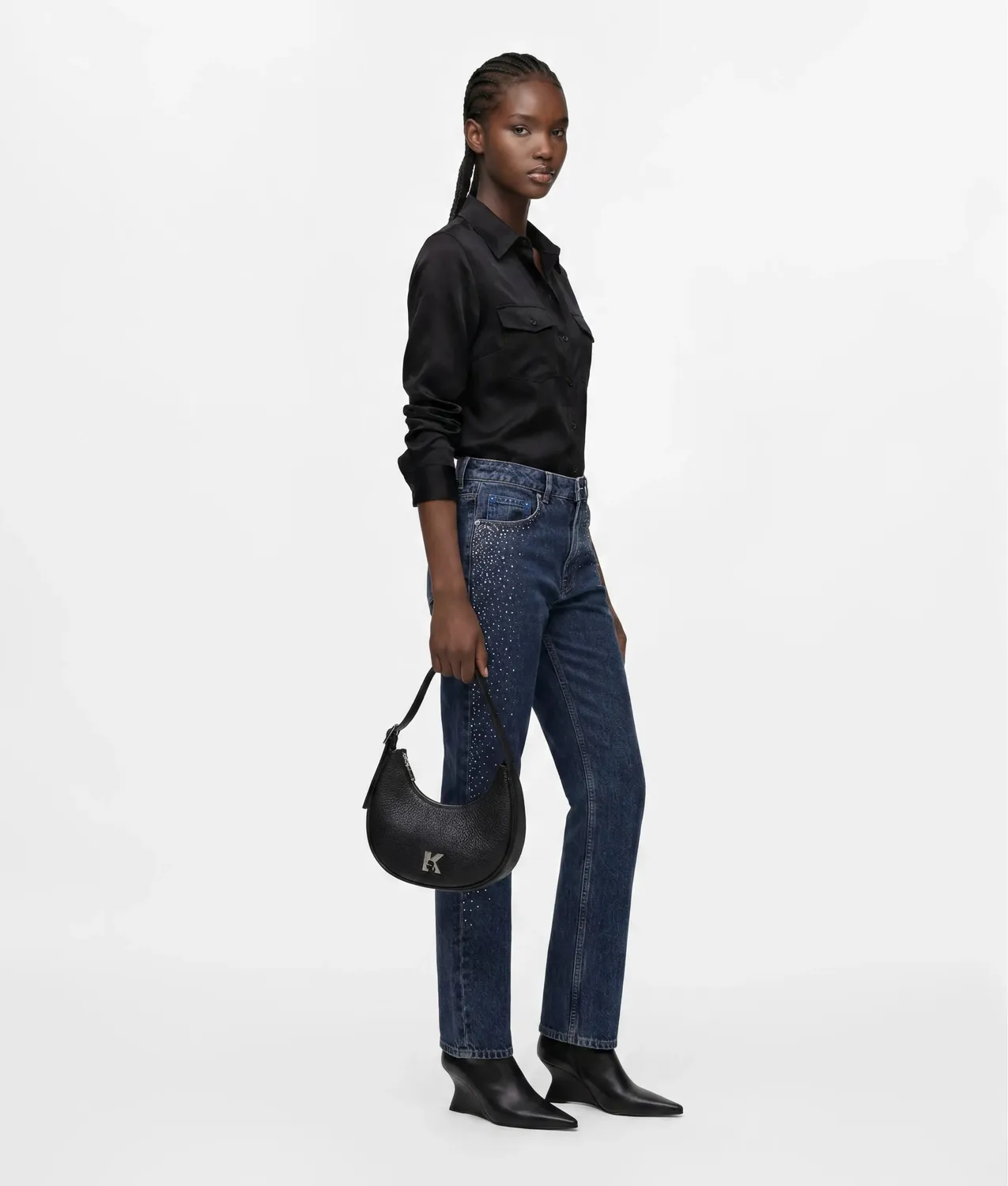 Karl Lagerfeld K Logo Half Moon Bag Schultertasche