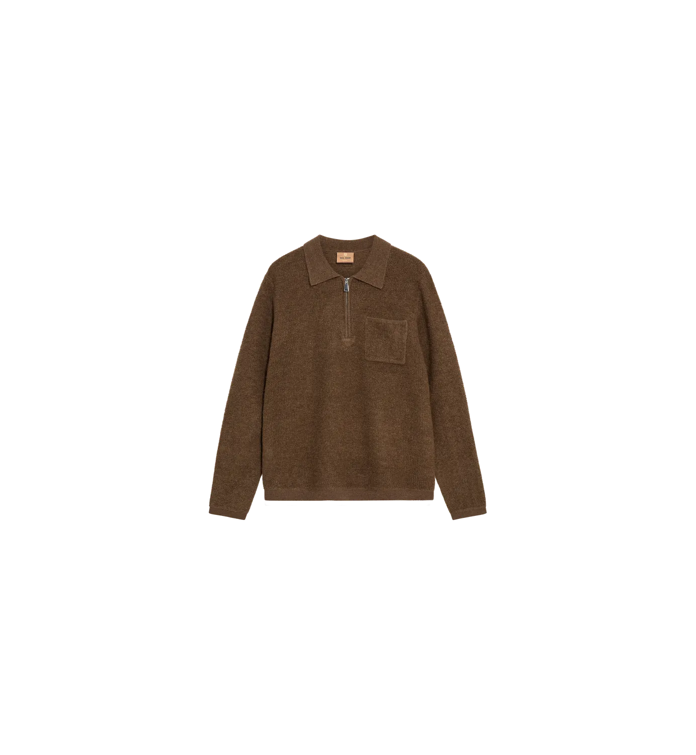 Mos Mosh MMGRyan Soft Polo Zip Strick Toasted Coconut