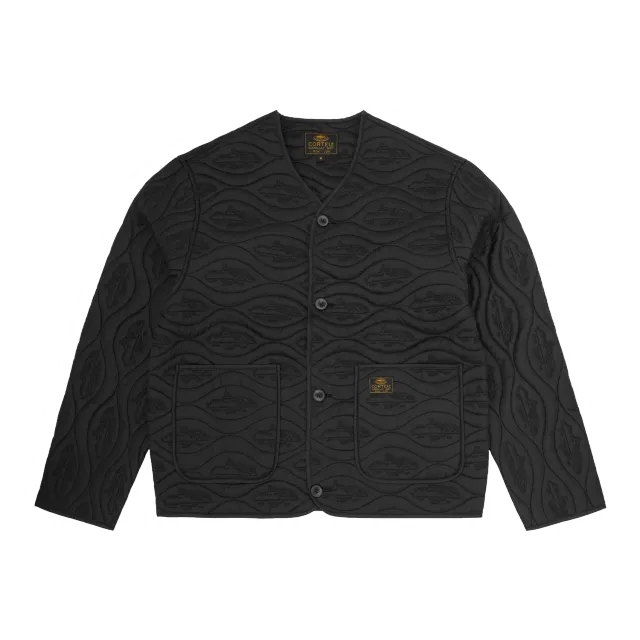 Corteiz Guerillaz Parka Liner Steppjacke Triple Black Nylon