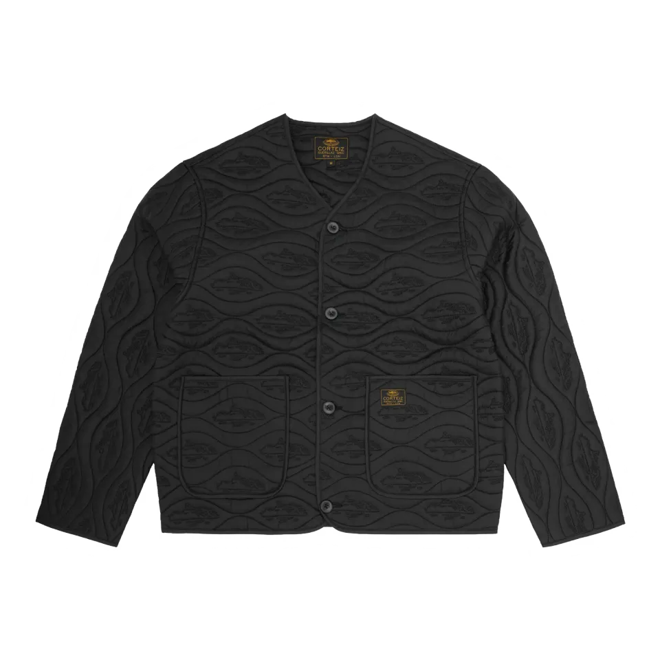 Corteiz Guerillaz Parka Liner Steppjacke Triple Black Nylon