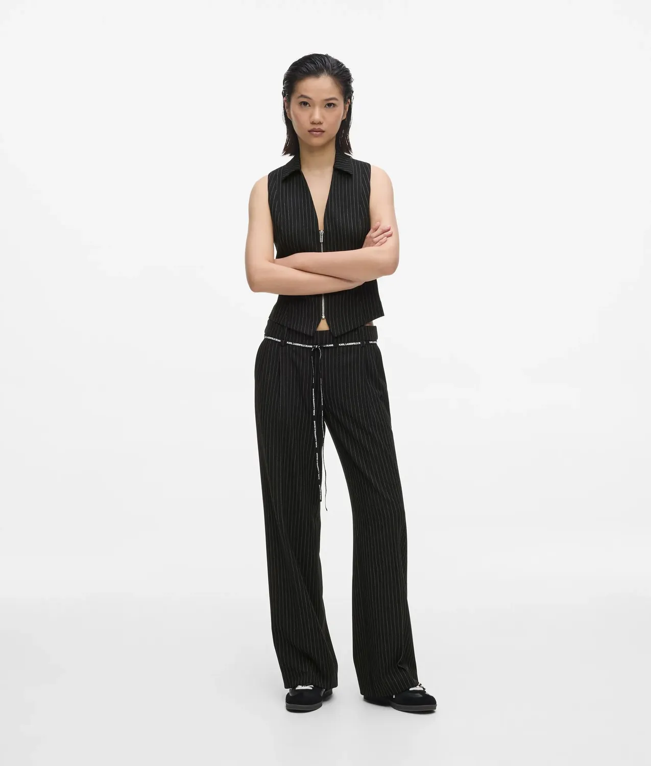Karl Lagerfeld Jeans Weste Nadelstreifen Slim