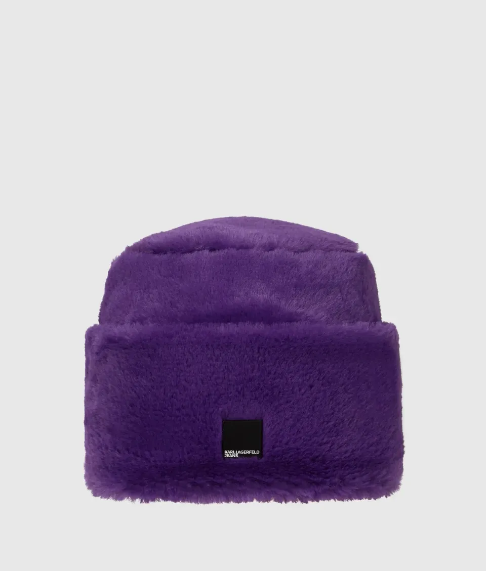Karl Lagerfeld KL Jeans Fold-up Beanie Kunstfell